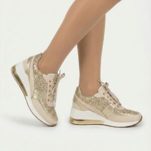 Lux By Dessi sneaker - 978/K bézs platina brokát
