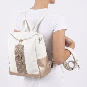 Lux By Dessi hátitáska - 586 fehér platina brokát