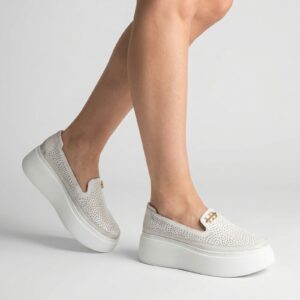 Lux By Dessi slipon - 944/LN perforált koptatott arany